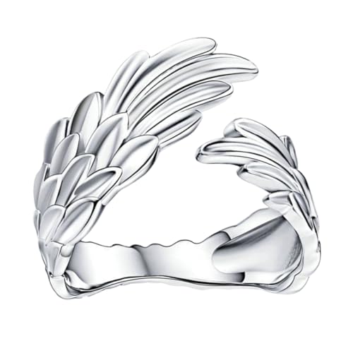 Bague ajustable femme en argent avec ailes de mode pour cadeau