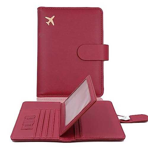 Image of Melsbrinna Rfid Passport Holder for Travel women /Men, Cute Passport Wallet Rfid Blocking Card Slots, Rfid Passport Cover /CaseTravel Wallet, Passport Book Holder (1, Red3)