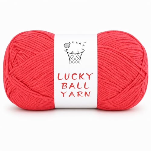 Image of LUCKY BALL Milk Cotton Yarn, 100g / 240 yd 60% Cotton 40% Acrylic #2 Fine Sport Yarn, Soft Crochet & Knitting Yarn for Amigurumi Dolls, Baby Items, Flowers, Hats, Sweaters, Blankets (Rouge)