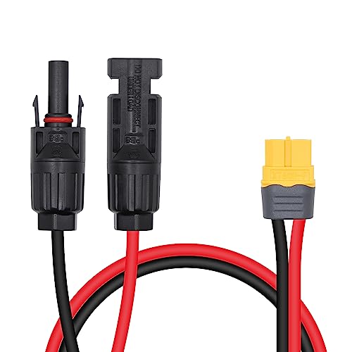Kallaudo Solar to XT60 Charge Cable 2FT 12AWG Solar Connector to XT60 Female Solar Panel Extension Cable for Solar Generator Portable Power Station 60CM