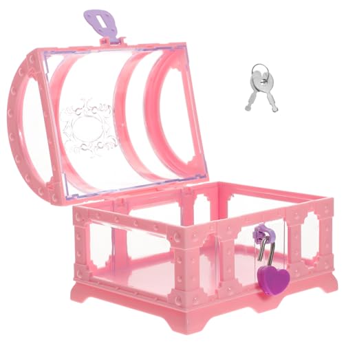 TEHAUX 錠前鍵付き小型宝箱 キッズ用プラスチック製ジュエリー収納ボックス 女子向けパーティーおちゃ箱 トレジャーチェスト プレゼント
