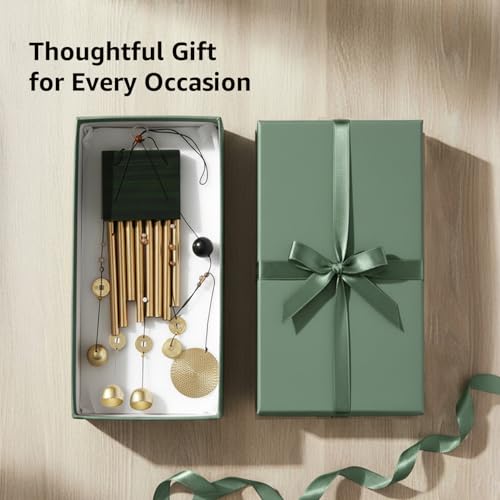 Image of Amazon Basics Wind Chimes for Balcony Decoration, Home Decor & Positive Vibes | Soothing Musical Sound | Metal Hanging for Indoor /Outdoor | Color: Gold | Material: Aluminum | Size: 63L x 9W x 9H cms