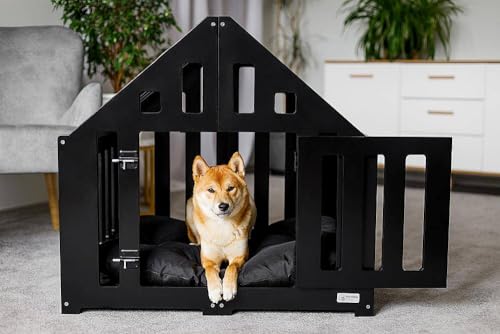 La cuccia per cani è elegante, robusta e verniciata con polimerizzazione UV. Grazie al design senza tempo, la gabbia si adatta a qualsiasi casa.