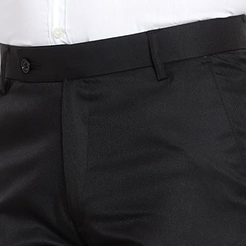 Image of The PS Men's Formal Regular Fit Cotton Blend Black, Dark Grey Combo Trouser (Pack of 2)