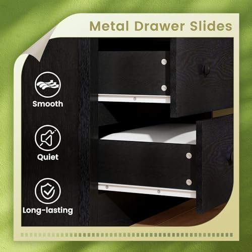 COSTWAY Wooden Chest of Drawers, 5-Drawer Dresser Storage Cabinet, Modern Tall Freestanding Chest Cupboard Drawers Organiser Unit for Bedroom, Living Room, Closet and Hallway, 80x40x115cm (Black) - Image 5