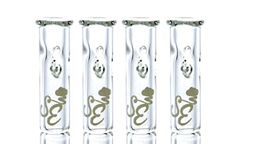 Glass Filter Tip 4 Pack Bundle | Smoke Essentials Reusable Round Mouth Cigarette Crutch for A Cleaner Taste When Smoking | Sturdier & Easier Than Paper Tips, Environmentally Friendly
