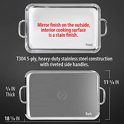 Chef's Secret Stainless Steel Double Griddle, 18 Inches By 11 Inches, Ideal For Grilling #TOP1