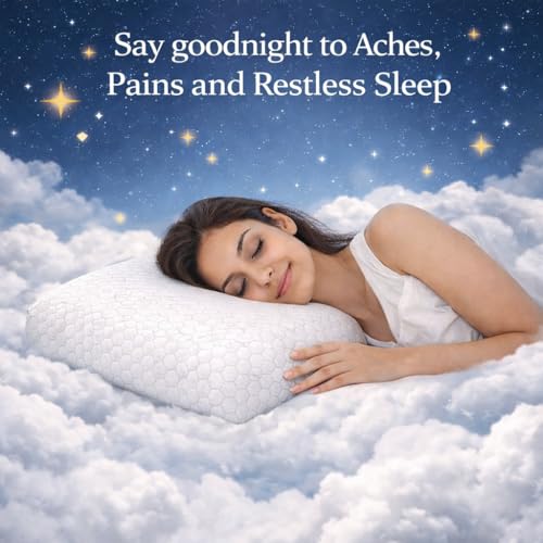 Image of LA VERNE Cooling Gel Infused Pincore Technology Breathable Memory Foam Pillow with 3S Rebound| Cool Gel Cervical Support for Neck & Shoulder Relief (2, White, Queen (U.K. Standard))
