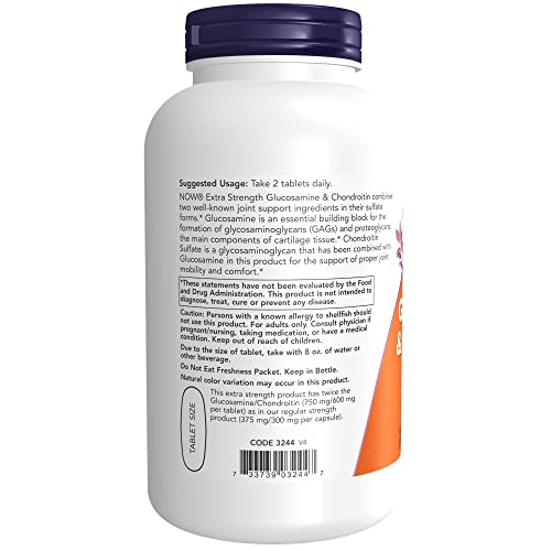 Now Supplements, Glucosamine & Chondroitin Extra Strength, Sulfate Forms, 240 Tablets #TOP2