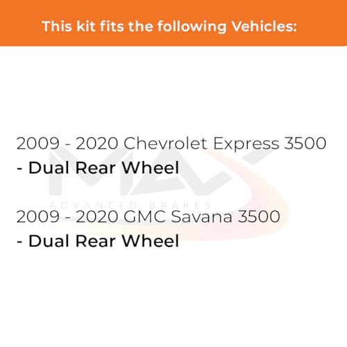 Image of Max Advanced Brakes Rear Brake Kit Compatible With 2009-2014 2015-2020 GMC Savana Compatible With Chevy Express 3500 Replacement Premium OE Disc Brake Rotors and Ceramic Brake Pads