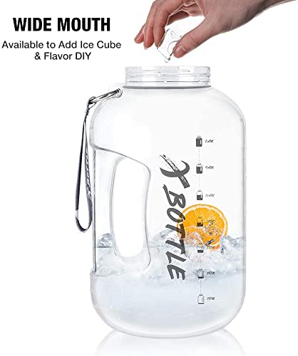 Xbottle 1 Gallon Water Bottle With Chug Lid, Bpa Free Dishwasher Safe 128Oz Large Water Bottle With Motivational Time Marker And Handle Leak-Proof Big Water Jug For Camping Sports Workouts (Chug Lid) #TOP3