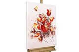 Das Acrylbild 'Temper is a Weapon' ist 60x80cm groß und ein handgemaltes und modernes Kunstwerk mit Motiv 'rot Blume Frühling Deko'. Kein minderwertiger Druck - Sie spüren die kräftige Textur der Acrylfarben.