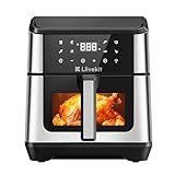 LLIVEKIT Heißluftfritteuse XXL 8,5L mit Doppelheizquelle, Airfryer mit 360° Heißluftzirkulation, 95% weniger Fett, Sichtfenster mit Innenbeleuchtung, Smart Touchscreen, 8 voreingestellte Programme