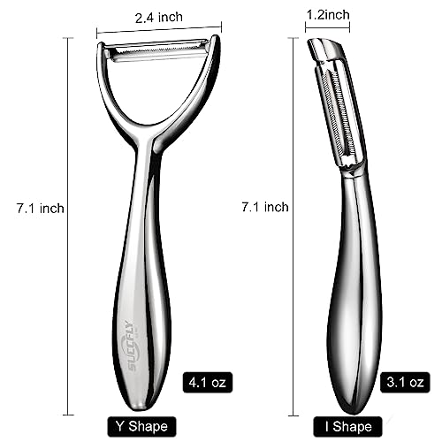 Potato Peeler Stainless Steel, Vegetable Peelers For Kitchen, Premium Fruit And Veggie Peeler, Carrot Cucumber Apple Peeler Sharp Serrated Blade Thickened Handle Durable Dishwasher Safe（I-Shaped） #TOP5