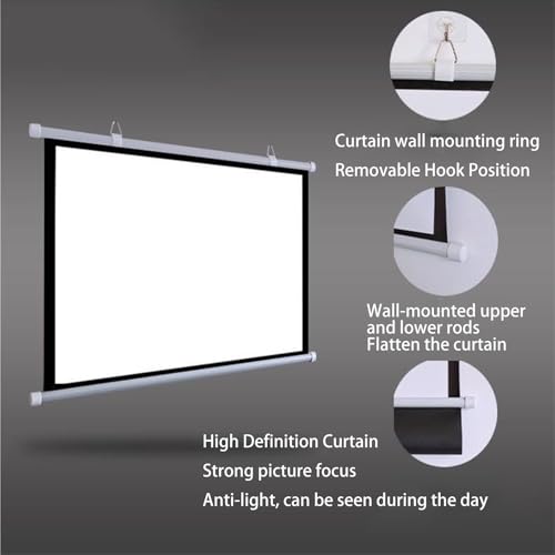 Pantalla de proyección manual 71 pulg 16:9 para hogar miniatura 5