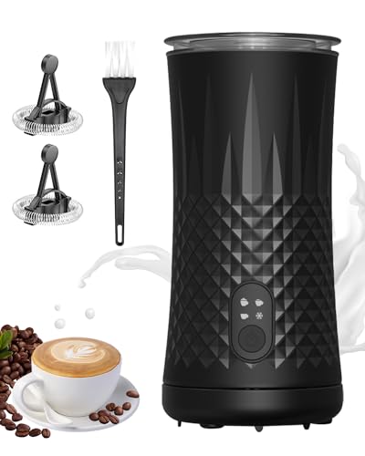 4 In 1 Milk Frother Electric, One Button Contorl Milk Frothers, Hot & Cold Electric Milk Warmer with Temperature Control, 240ml 400w Stainless Steel Milk Steamer, Auto Shut-off For Coffee, Latte, Milk