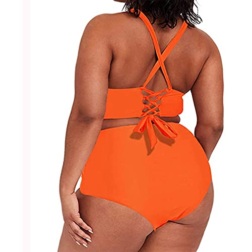 Bikini imprimé léopard chic orange et volants couture pour silhouette voluptueuse