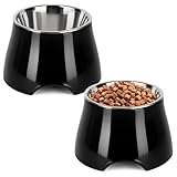 Raised Dog Bowls, Elevated Dog Bowls for Wearing Cone,Cocker Spaniel Long Ears,Neck Stress-Free,Non-Slip Stianless Steel Bowl for Medium/Small Size Dogs,2 Pack