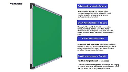 Image of Nechams Hexa Lite Series Fabric Notice Pin-Up Soft Board /Bulletin Board for Office, School, College, Institution and Home ect. Size: 1.5 feet x 2feet / 45 cm x 60 cm (Green Color)