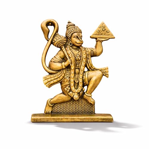 Image of 6cm Height Unique hanuman idol for car With Double Sided Design Hanumanji Murti Bajrangbali Statue for Home Temple&Car Dashboard,Office,Gift- for Good Luck & Fortune|(Gold)(Pack of 01)