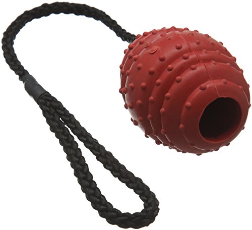 Classic Pet Products, großer ovaler Gummiball an einem Seil, 100 mm, Rot/Schwarz Cover
