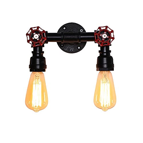 LIUDADA Wandlampe Vintage Retro Wandleuchte Industrial Wasserrohr E27 Wandbeleuchtung Beleuchtung für Bar Café Restaurant Korridor Esstisch Wohnzimmer, 23 × 11 cm(Schwarz) Cover