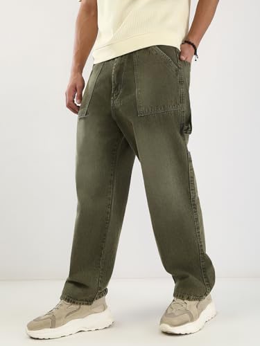 Image of Urbano Fashion Men's Loose Baggy Fit Cargo Carpenter Jeans with 6 Pockets Non-Stretchable