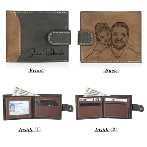 Jeweidea Personalized Photo & Text Wallet for Men, Custom Gift for Him, Dad, Husband4
