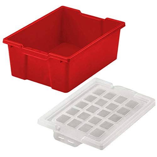 FELIXMANIA Hoge stapelbare opbergdoos met deksel, rood