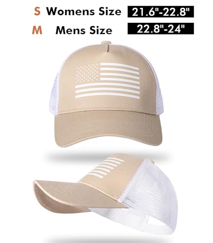 Image of American Flag Trucker Hat,USA Hat for Men Women Snapback Baseball Cap Adjustable Breathable Mesh Side Durable Hats