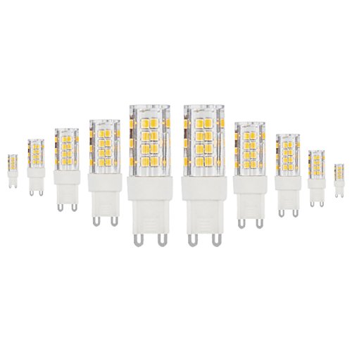 G9 bombillas LED, tenlion 10 x blanco cálido 5 W 2835 SMD ahorro de energía regulable bombillas LED, 480 lúmenes 3000 K AC 220  240 V