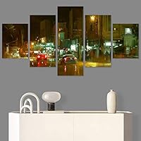 SIGNWIN 5 Panel Canvas Wall Art Modern Art Architecture & Maps Building Contemporary Expressive Multicolor Photography for Home Decorations Ready to Hang - 60