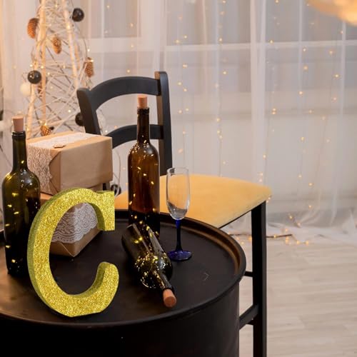 Image of TONIFUL 8 Inch Gold Glitter Letter C Table Centerpiece A-Z Gold Birthday Party Decorations,Gold Alphabet C for Birthday,Chrismas,Graduation,Bridal Shower,Wedding,Anniversary Party Supplies