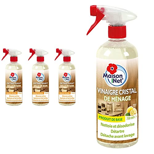 Maison Net Détartrant Spécial Salle de Bain 750 ml - Lot de 3 & Vinaigre Cristal de Ménage Arôme Citron 750 ml Cover