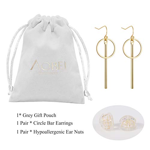 Simple Circle Bar Earrings 18K Gold Big Hoop Stud Minimalist Jewelry For Women Girls #TOP6