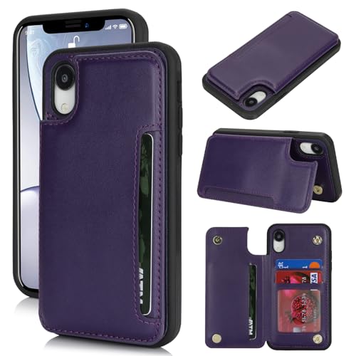 Étui iPhone XR avec porte-cartes anti-RFID coque violette