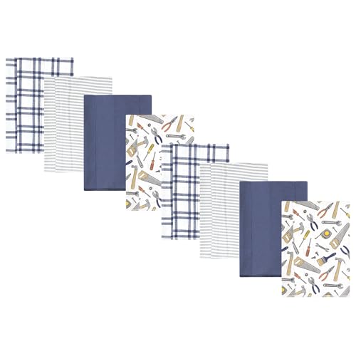 Image of Hudson Baby Cotton Poly Flannel Burp Cloths Multipack, Construction Work 8-Pack, One Size