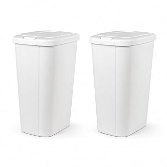 Trash Can 13 Gal Touch Lid Plastic 2 Pack White for Kitchen