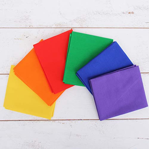 Threadart 6 Fat Quarter Bundles - Rainbow Solids 100% Cotton Fabric - Premium 100% Cotton Quilting Fabric - No Duplicates - Full Size Fat Quarters 18