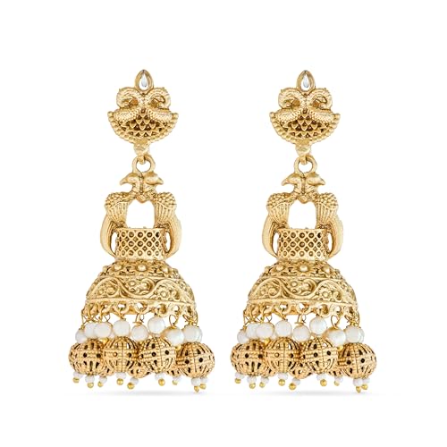 Image of Rubans Jhumka Earrings Gold Plated Stylish Traditional Trendy Jewellery Gift for Women & Girls