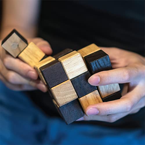 Snake 3D Wooden Puzzle Classic Games (M Size) And Mind Puzzles For Adults In Hand With Wooden Cube Designs Of Magic Game For Educational Brain Games For Kids To Challenges Brain Teasers Puzzles Kids #TOP3