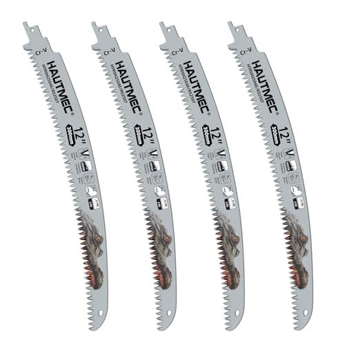 HAUTMEC 300mm Fast Cutting Reciprocating Saw Blades, Japanese Teeth Arc Edge Wood Pruning Saw Blades, 6TPI Heavy-Duty CRV Reciprocating Saw Blade for Tree Branches, Logs, PVC Cutting – HTRSH25046