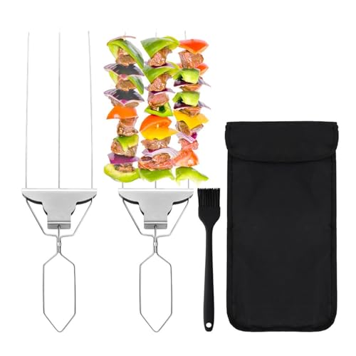 Brochetas para barbacoa planas y reutilizables que evitan que la carne gire al cocinar 2