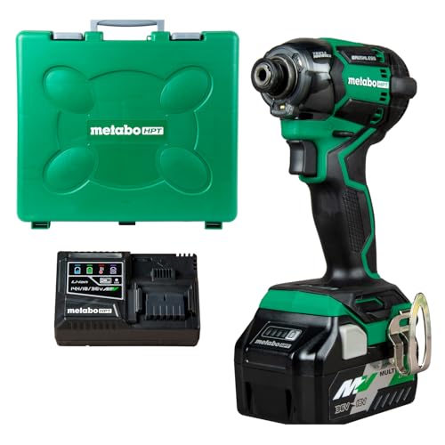 Metabo HPT 36V MultiVolt™ Cordless Triple Hammer BOLT Impact Driver Kit, High Torque Impact Driver with Case, 2 MultiVolt Batteries, 1/4-Inch Chuck, Compact Lightweight Power Tool, WH36DC