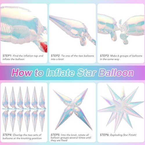 Ballon étoile irisé résistant de 66 cm pour éviter les décors dégonflés