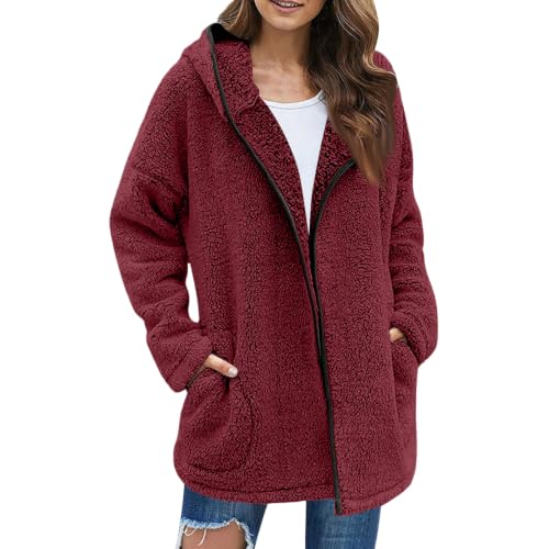 Sherpa Jacket Women Shearling Plush Oversized Winter Zip Up Long Coat - image 2