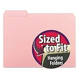 Smead Interior File Folder, 1/3-Cut Tab, Letter Size, Pink, 100 per Box, Expandable File Folders for Filing Cabinet