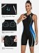ATTRACO Women's One Piece Boyleg Swimsuit Plus Size Zip Up One Piece Sport Swimsuits Blue 2XL