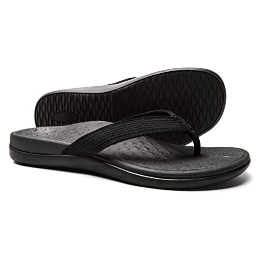 LLSOARSS Sandália de pé para fascite plantar com suporte de arco - Melhor chinelo ortopédico para pés planos, dor no calcanhar - para mulheres, Preto, 37