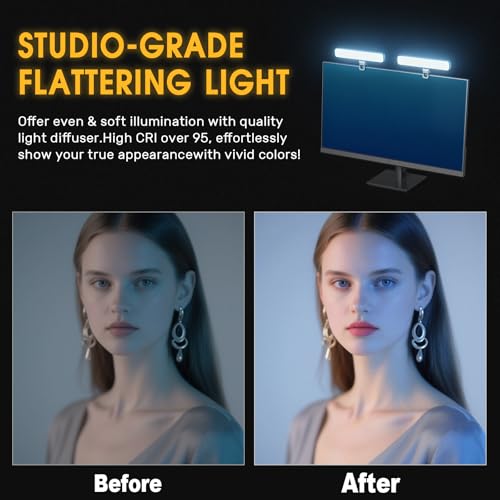ALTSON 16W 2PCs Video Conference Lighting, LED Streaming Light Clip-On, Zoom Lighting for Computer Monitor Webcam Laptop, Desk Ring Light for Video Recording Podcast, Eye-Caring&360° Rotary Backlight by ALTSON - Image 2